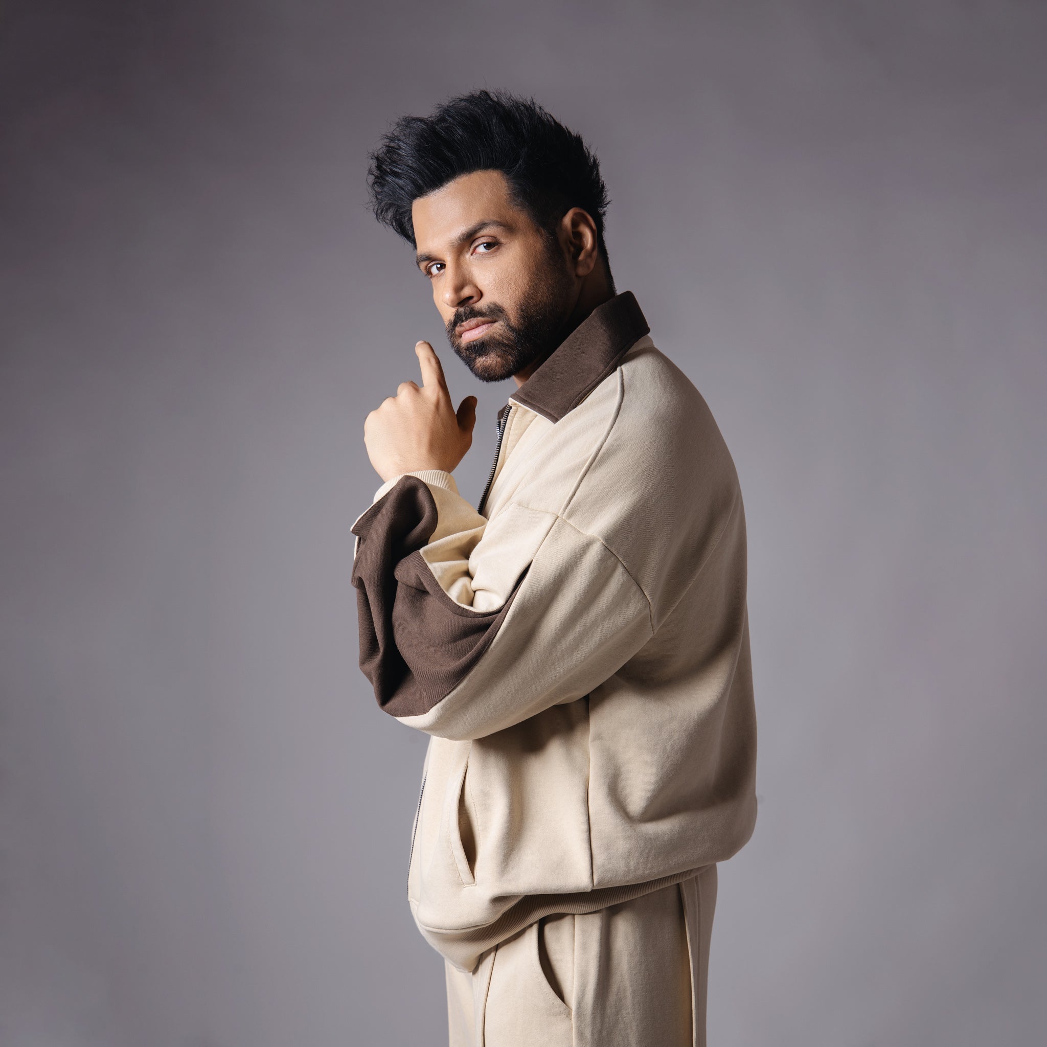 BEIGE & BROWN DUAL COLOUR SLEEVE JACKET - Hophead