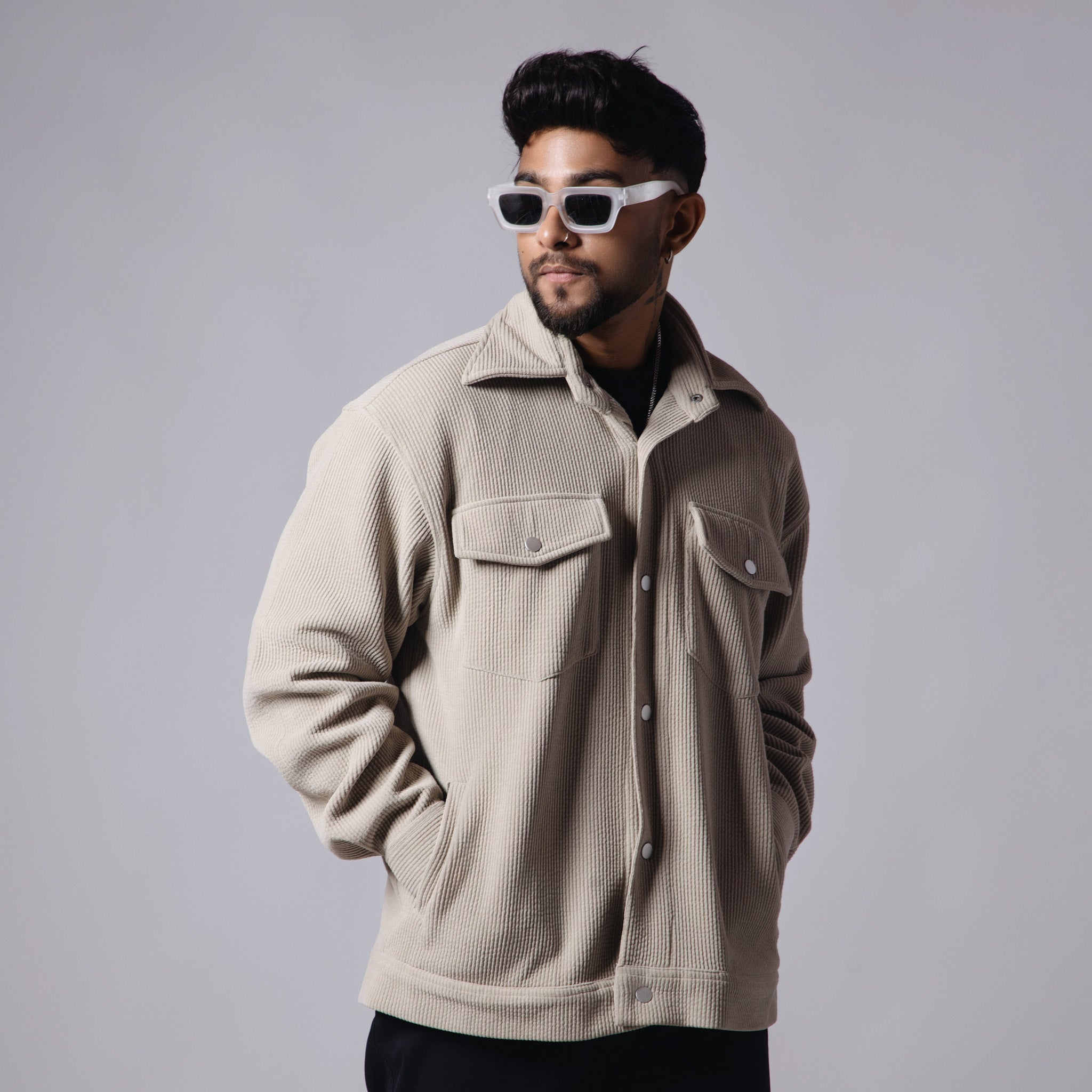 BEIGE CORDUROY SHACKET - Hophead