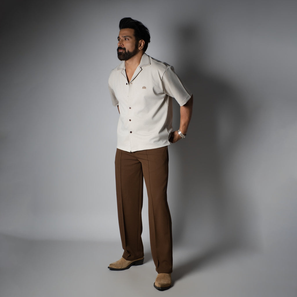 Beige Cuban Collar Shirt - Hophead