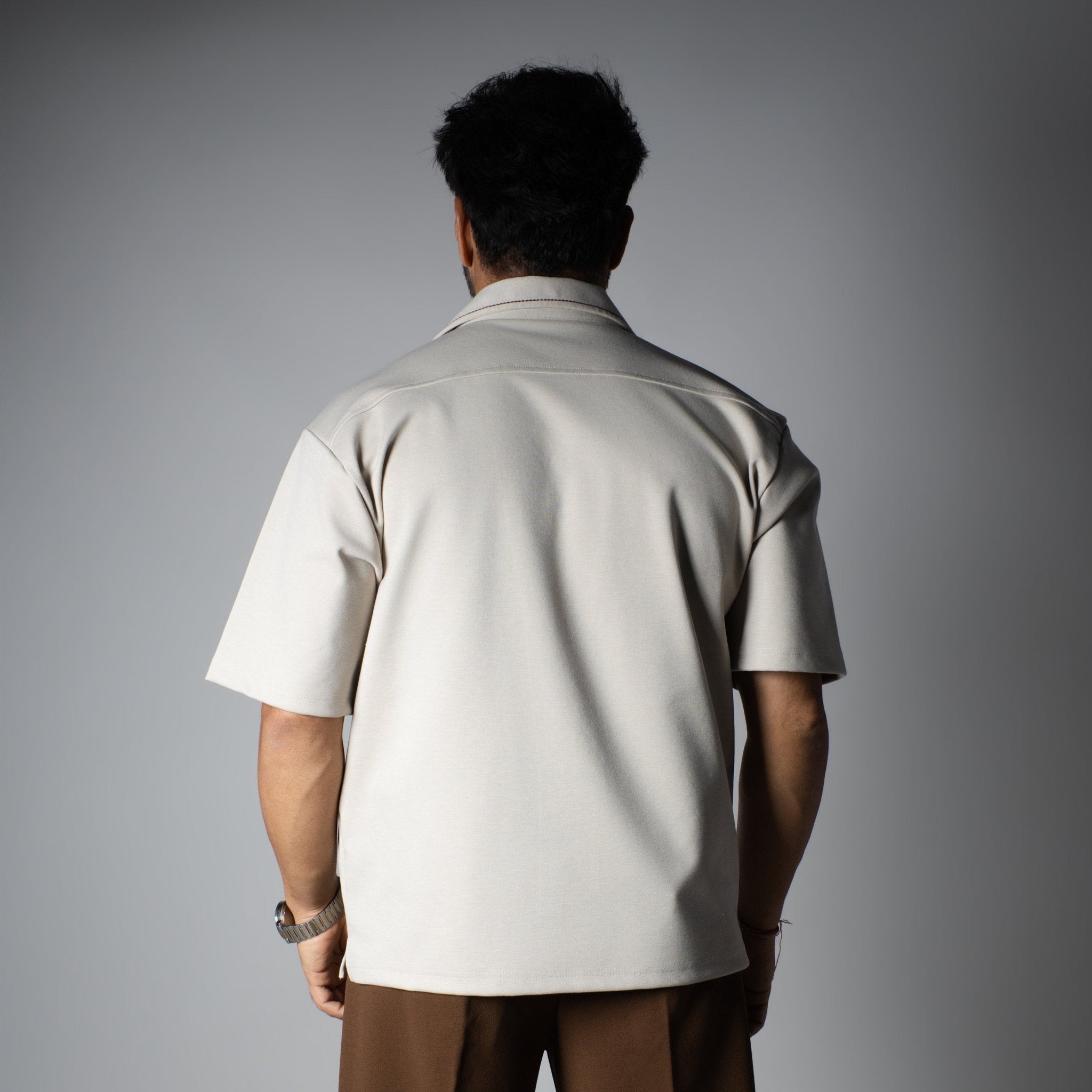 Beige Cuban Collar Shirt - Hophead