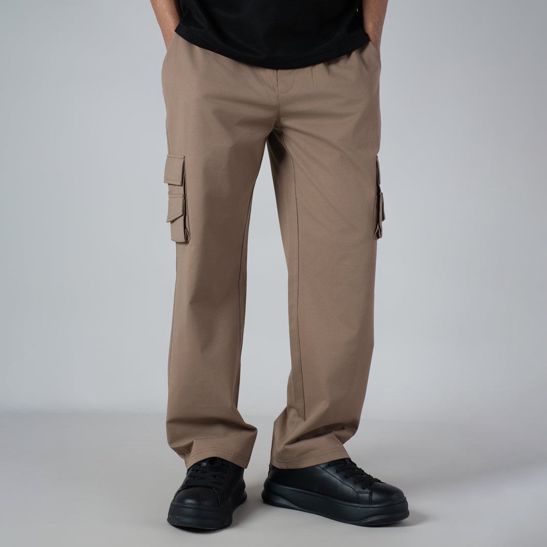 BEIGE DOUBLEDECK POCKET CARGO SWEATPANT - Hophead