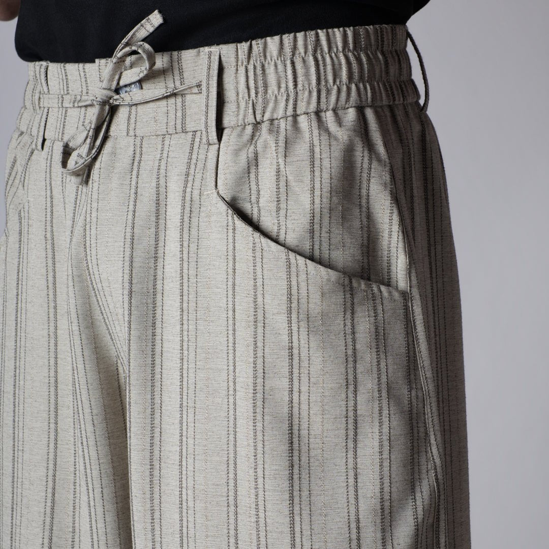 BEIGE PINSTRIPE WIDE PANTS - Hophead