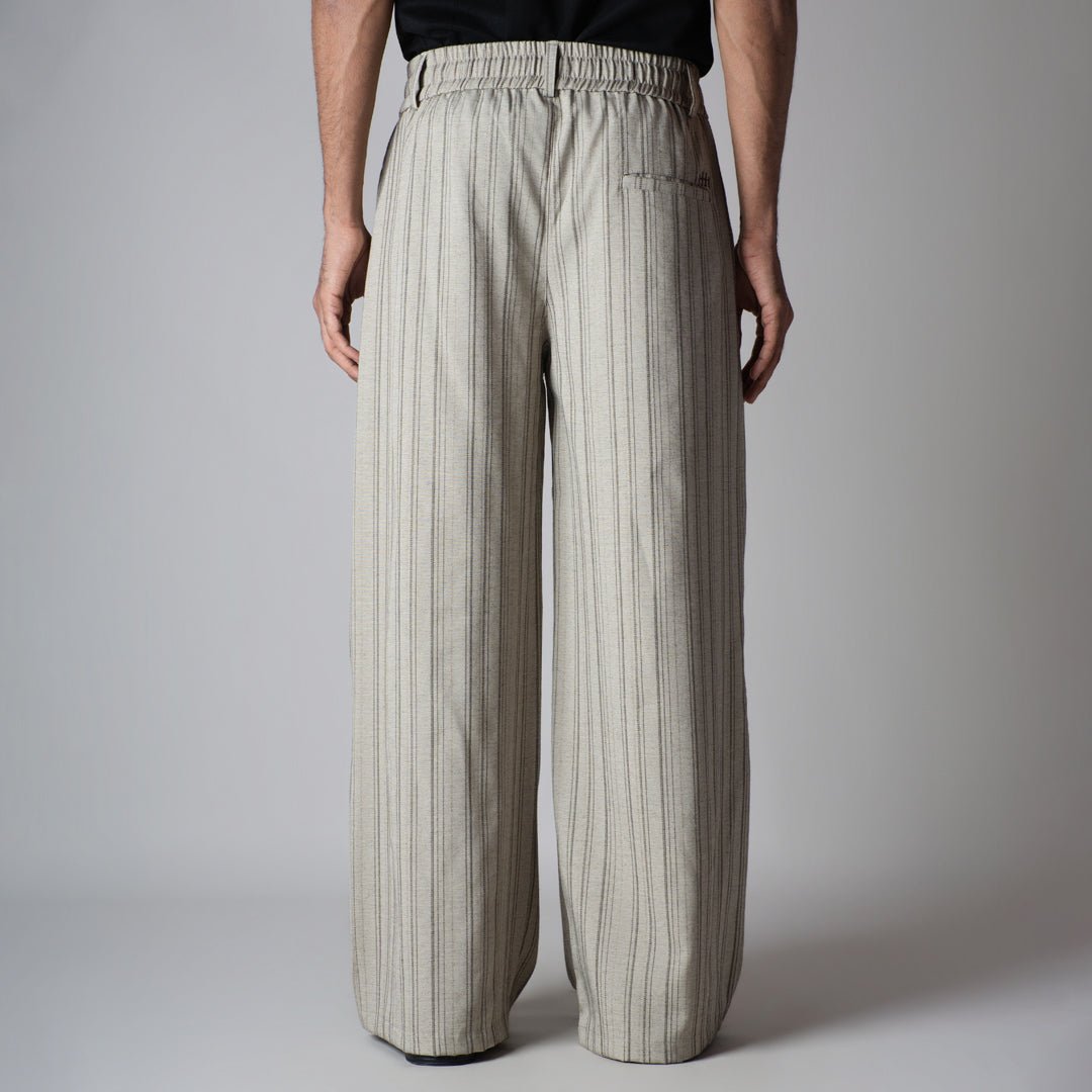 BEIGE PINSTRIPE WIDE PANTS - Hophead