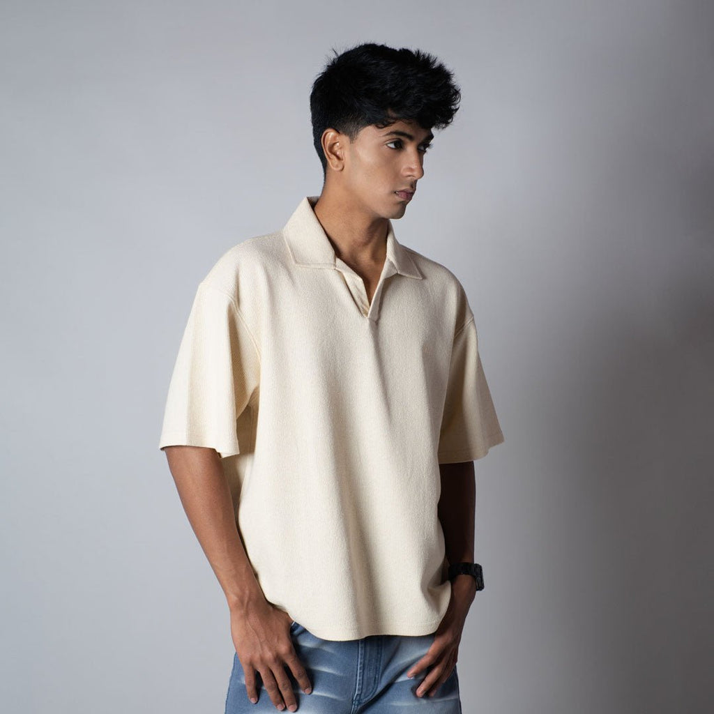 BEIGE TEXTURED POLO - Hophead