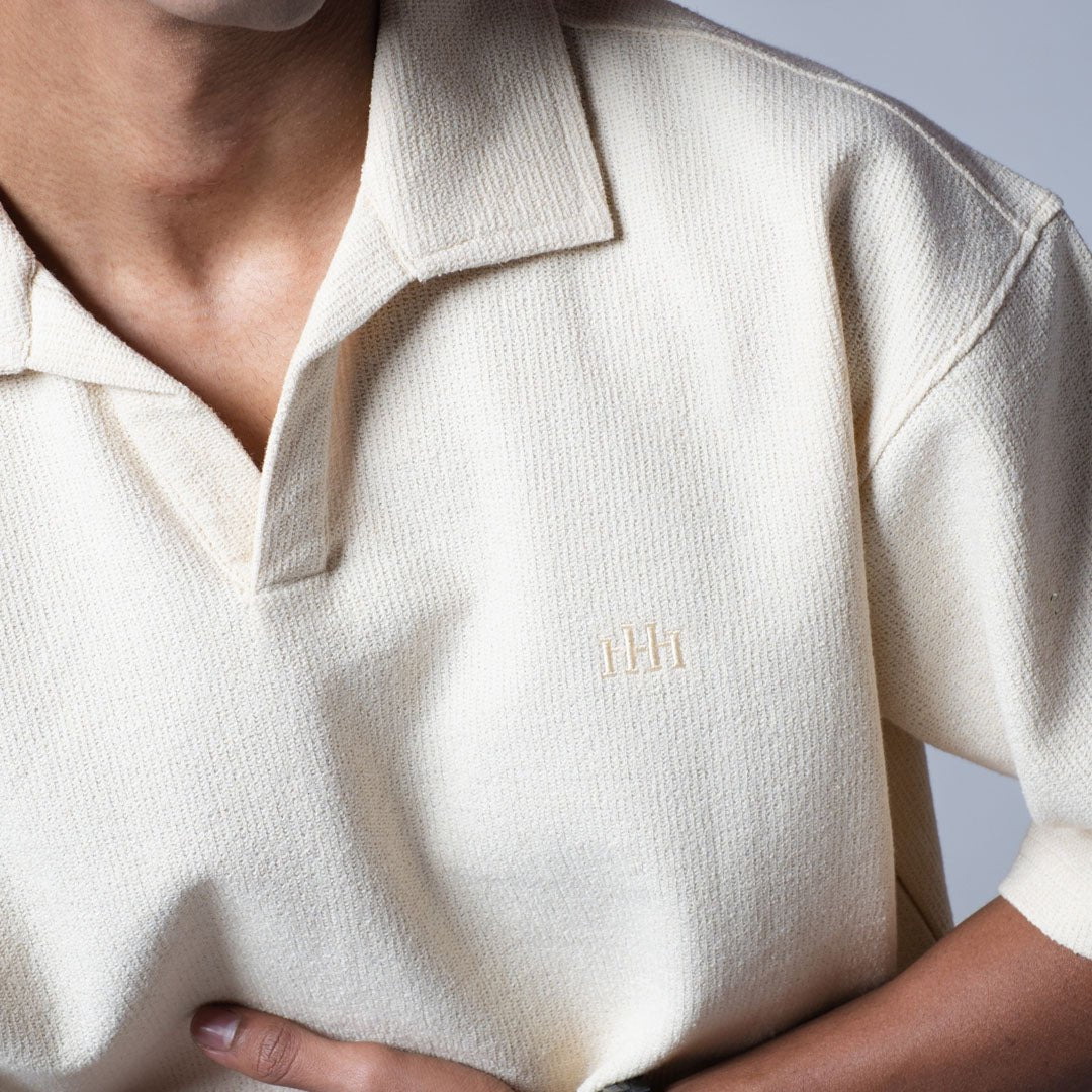 BEIGE TEXTURED POLO - Hophead