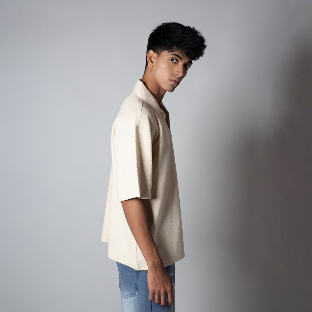 BEIGE TEXTURED POLO - Hophead