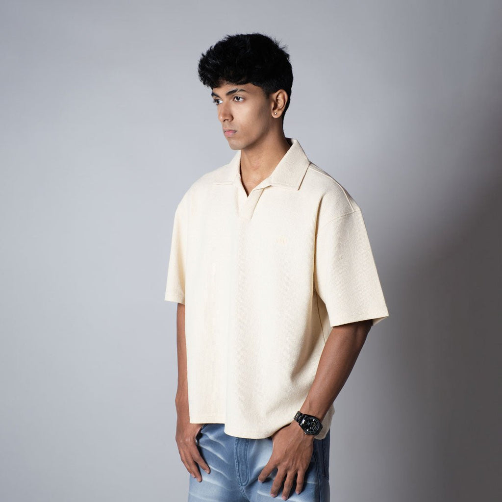 BEIGE TEXTURED POLO - Hophead