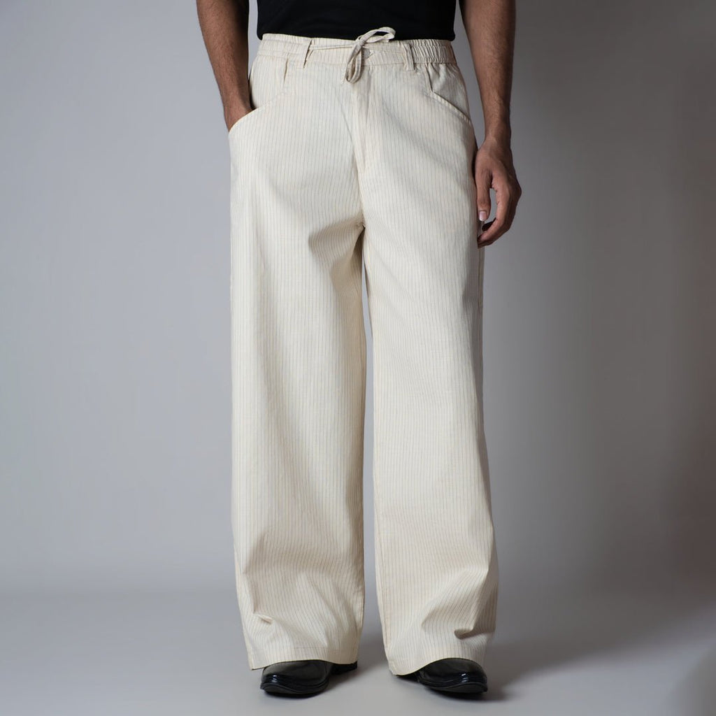 BEIGE VERTICAL STRIPED PANT - Hophead