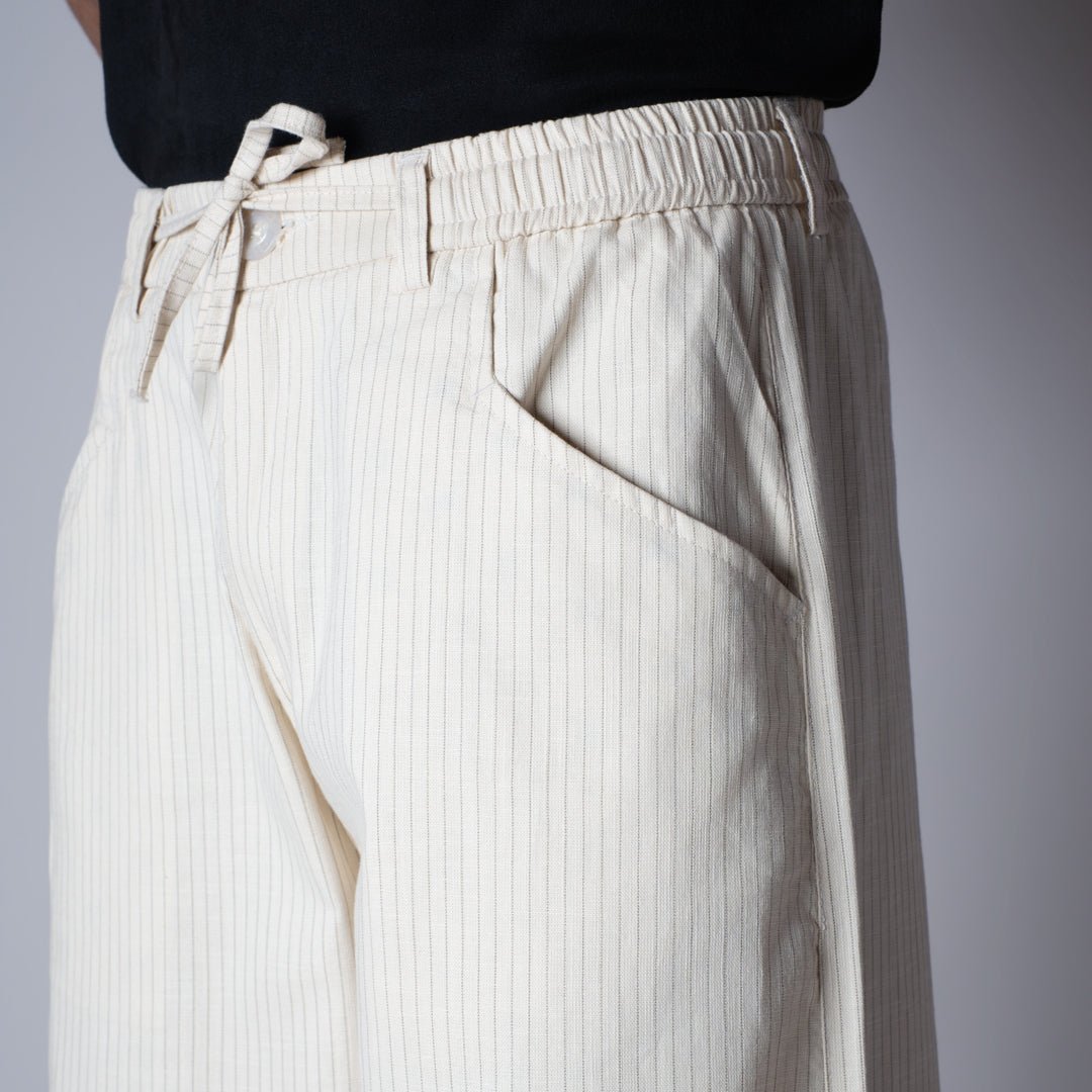 BEIGE VERTICAL STRIPED PANT - Hophead