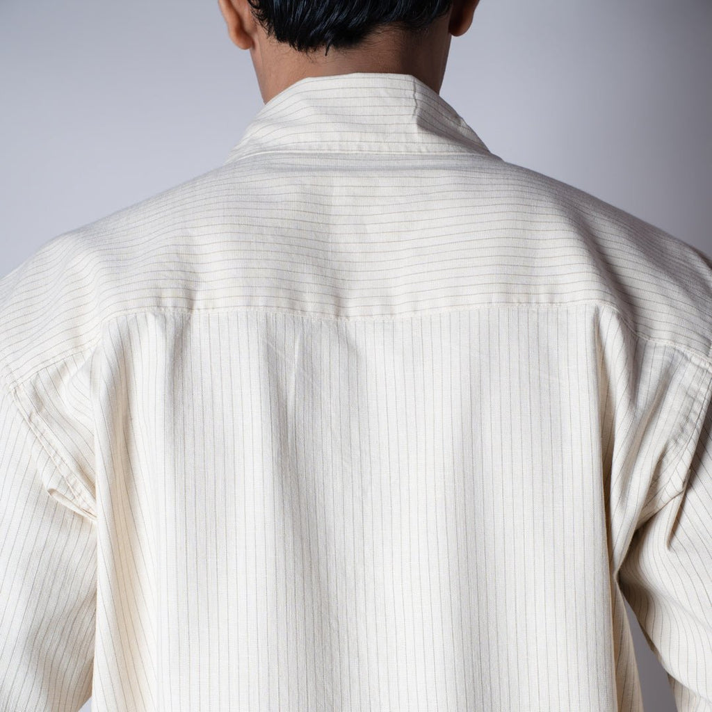 BEIGE VERTICAL STRIPED ZIPPER JACKET - Hophead