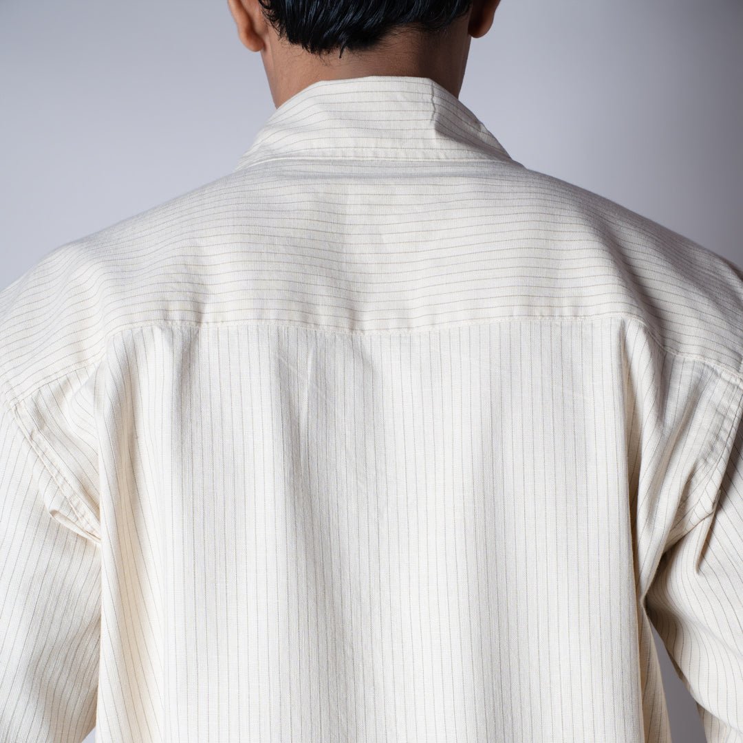 BEIGE VERTICAL STRIPED ZIPPER JACKET - Hophead