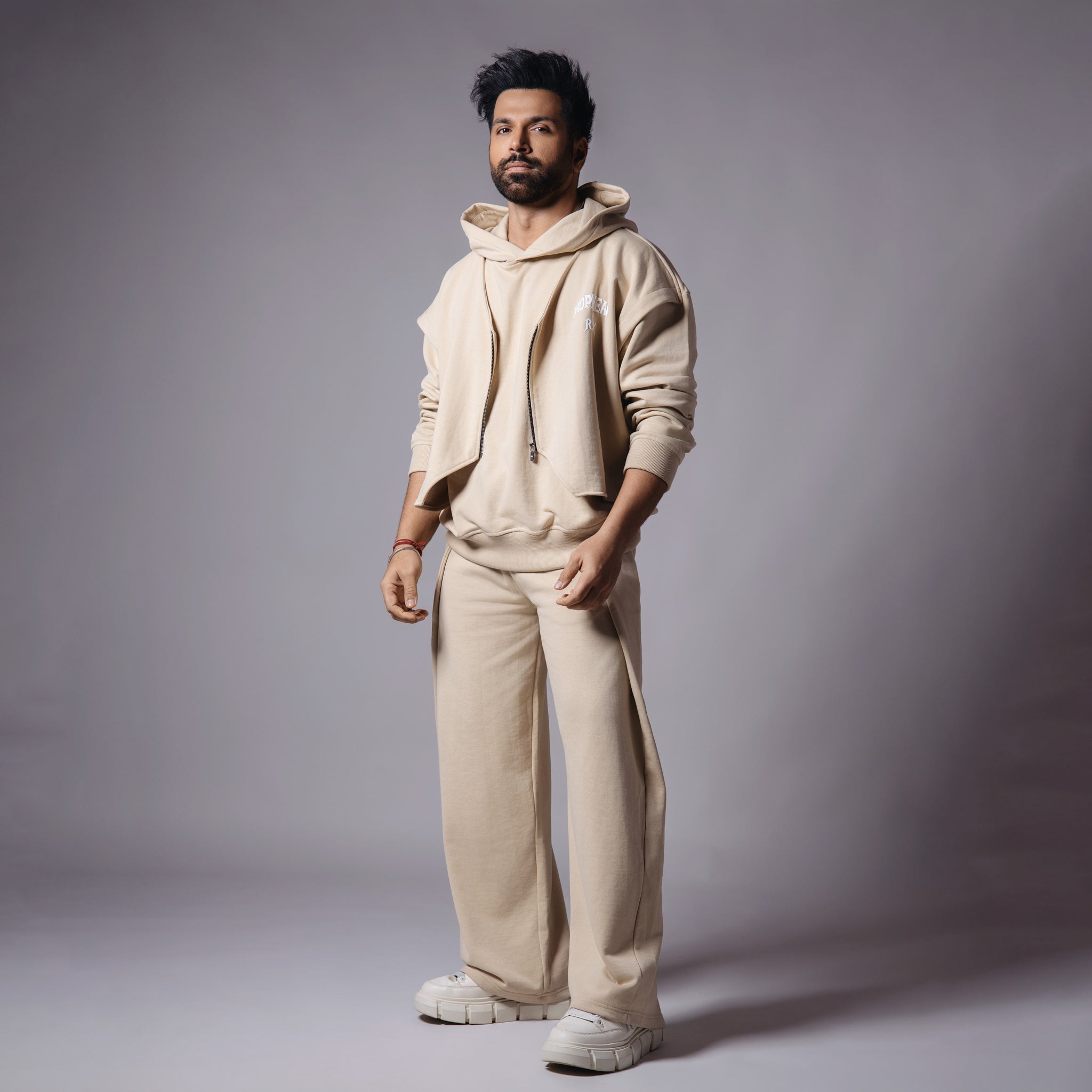 BEIGE ZIPPER ON HOODIE - Hophead