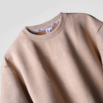 BISQUE EMBRIODERED SUEDE T-SHIRT