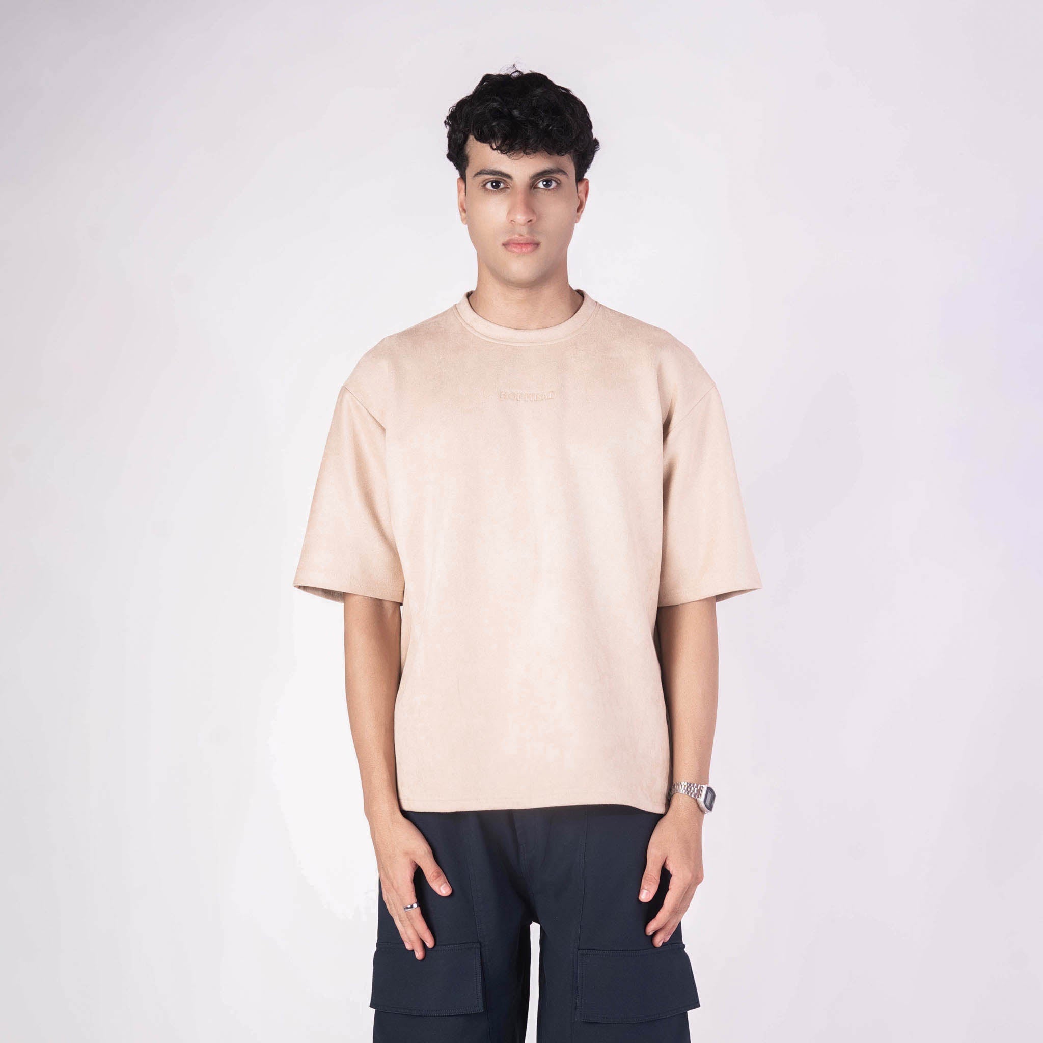 BISQUE EMBRIODERED SUEDE T - SHIRT - Hophead