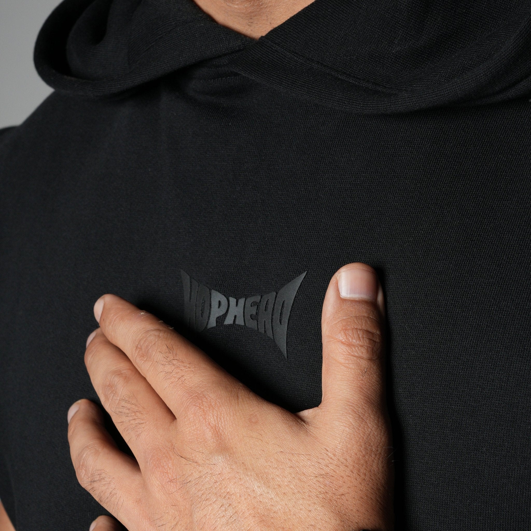 BLACK AXIS SLEEVELESS HOODIE - Hophead