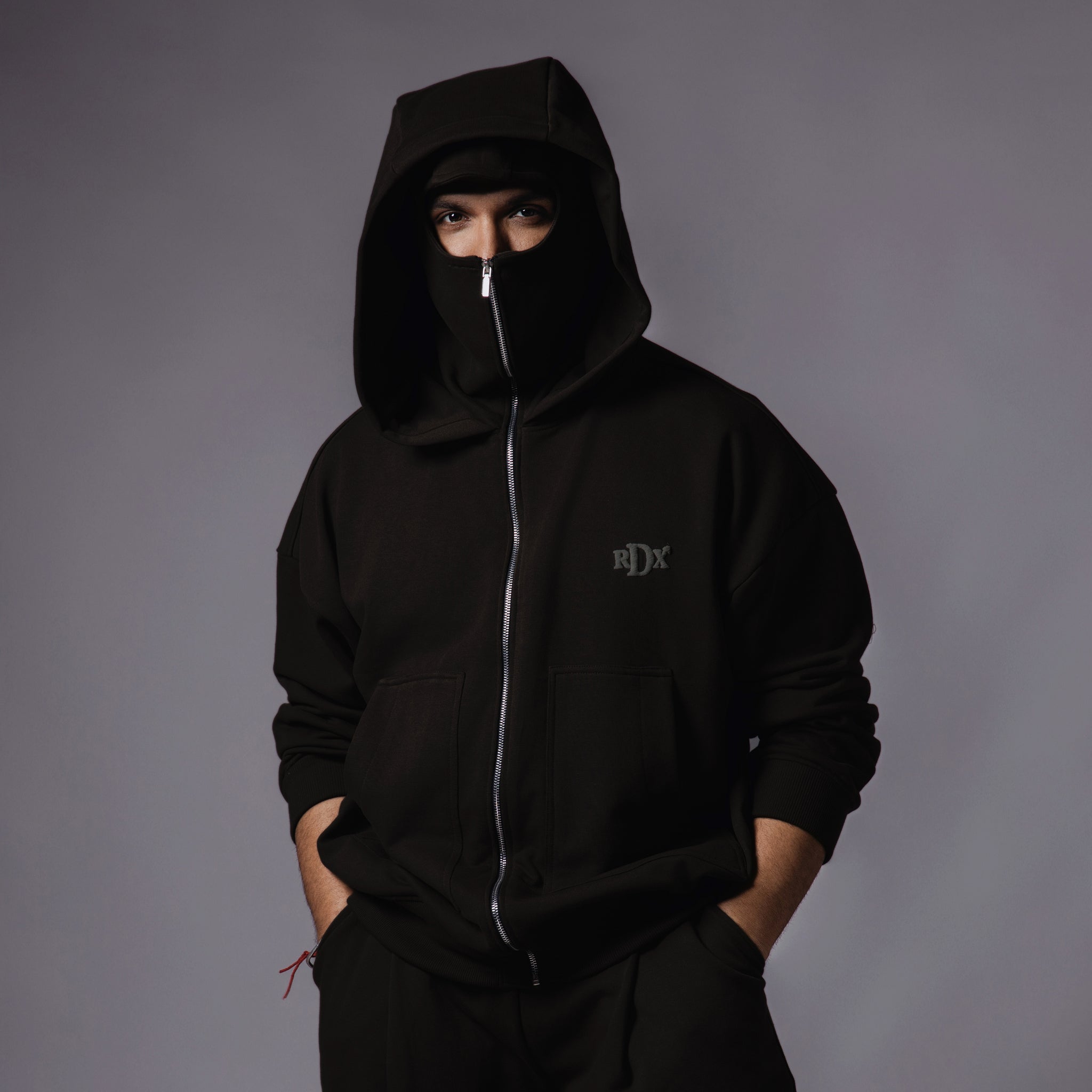 BLACK BALACLAVA ZIPPER HOODIE - Hophead
