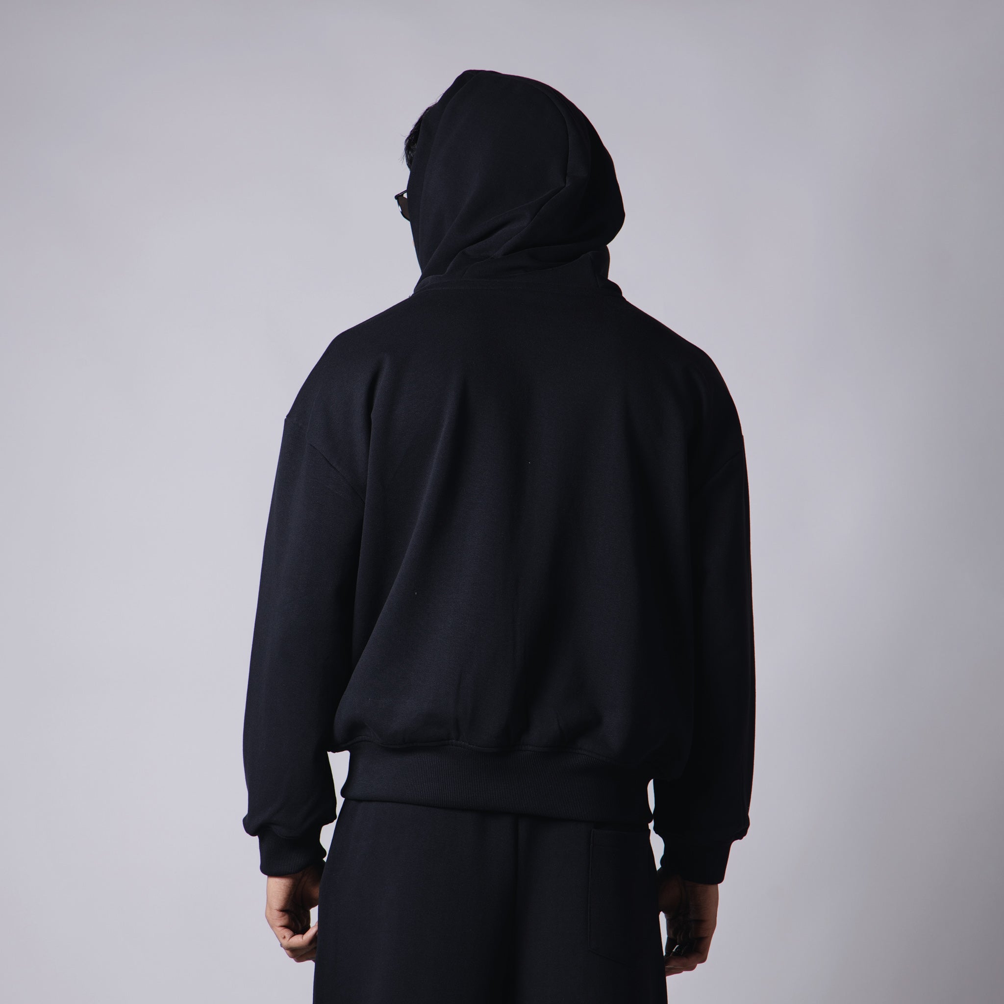 BLACK BASIC HEAVY ZIPPER HOODIE – Hophead