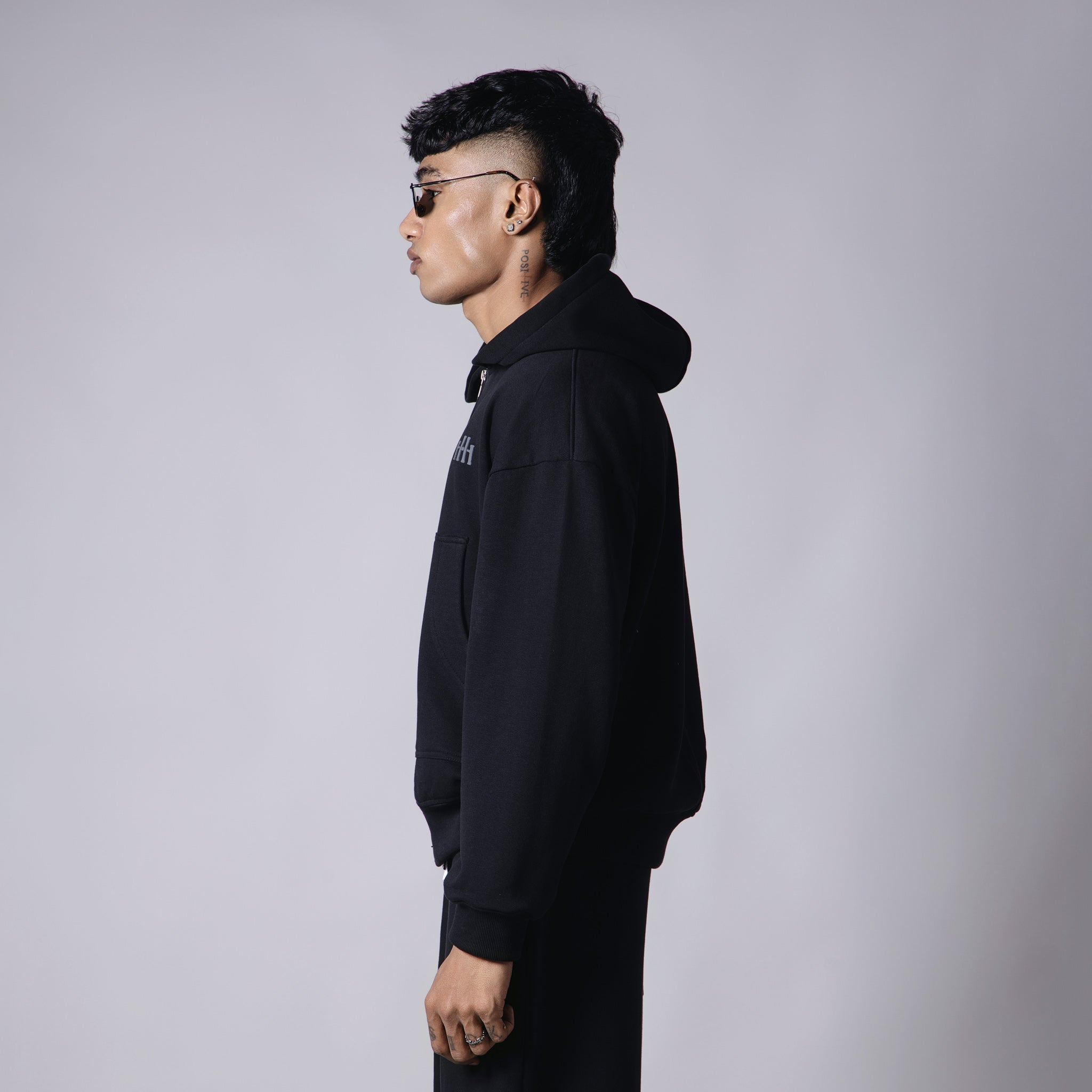 BLACK BASIC HEAVY ZIPPER HOODIE - Hophead