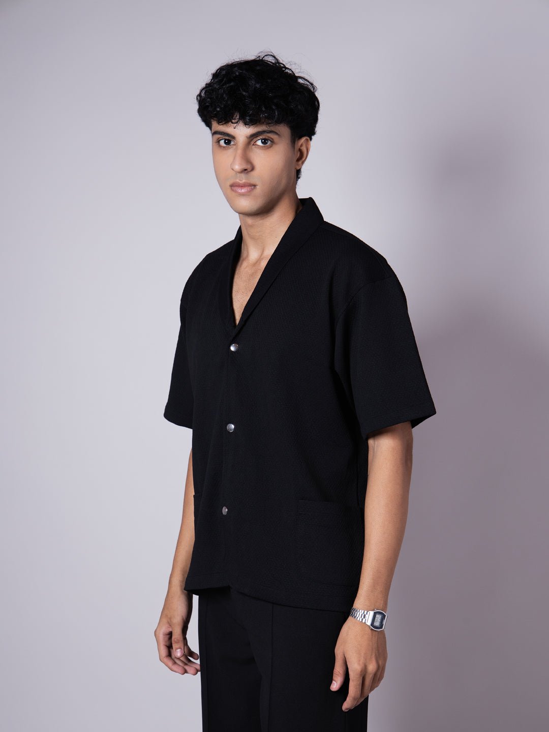 BLACK BLAZER COLLARED SHIRT - Hophead