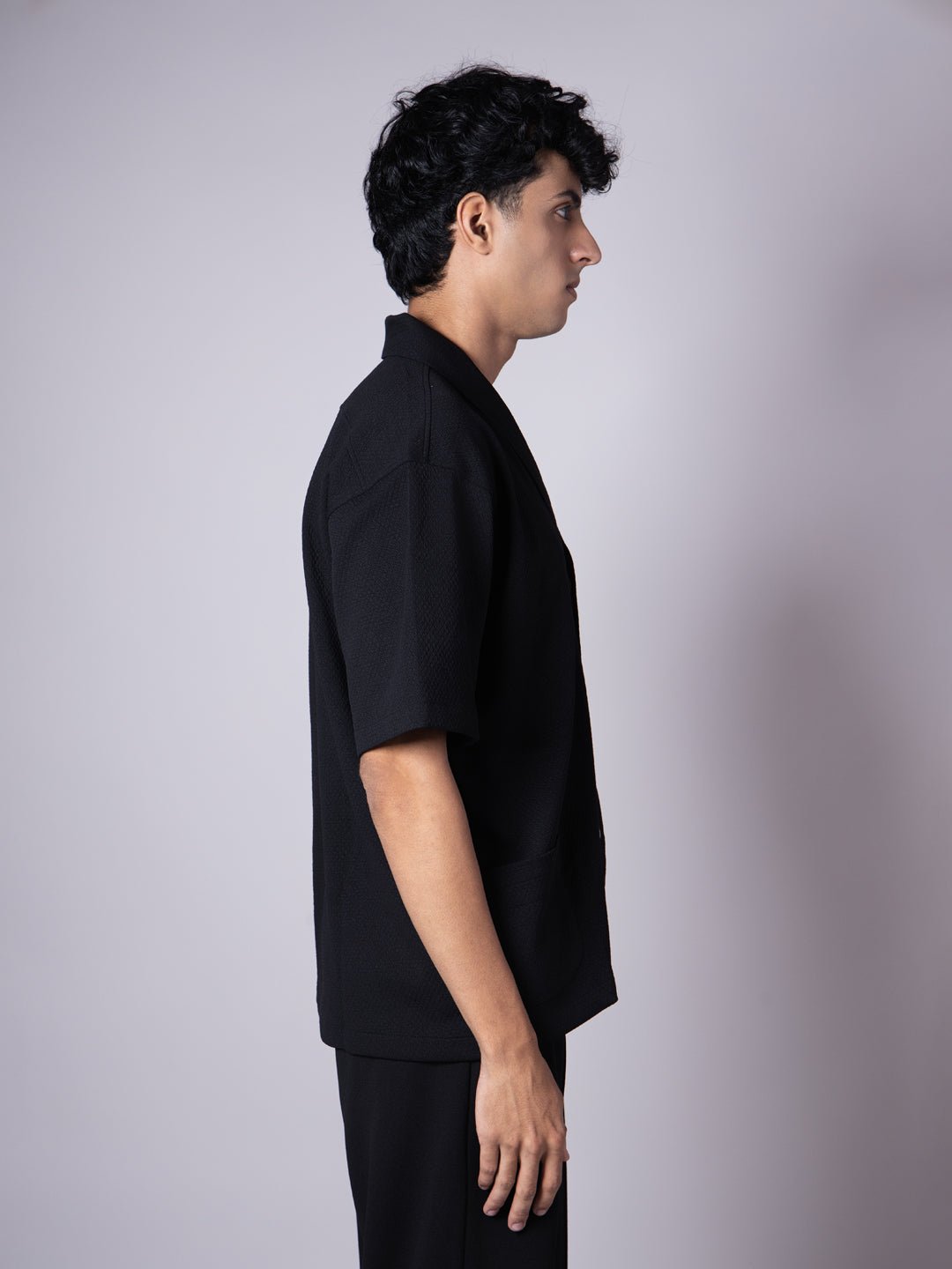 BLACK BLAZER COLLARED SHIRT - Hophead