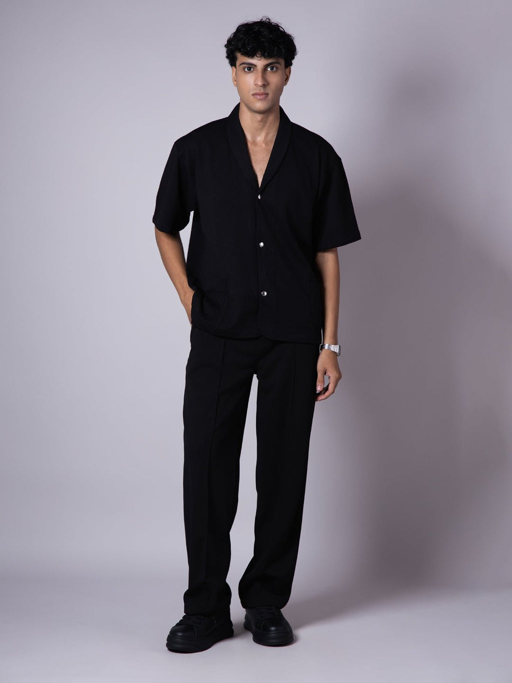 BLACK BLAZER COLLARED SHIRT - Hophead