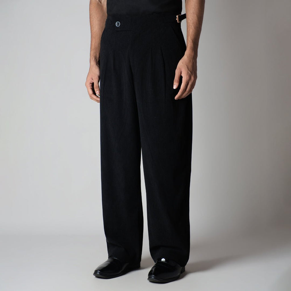BLACK CORDUROY FORMAL TROUSER - Hophead