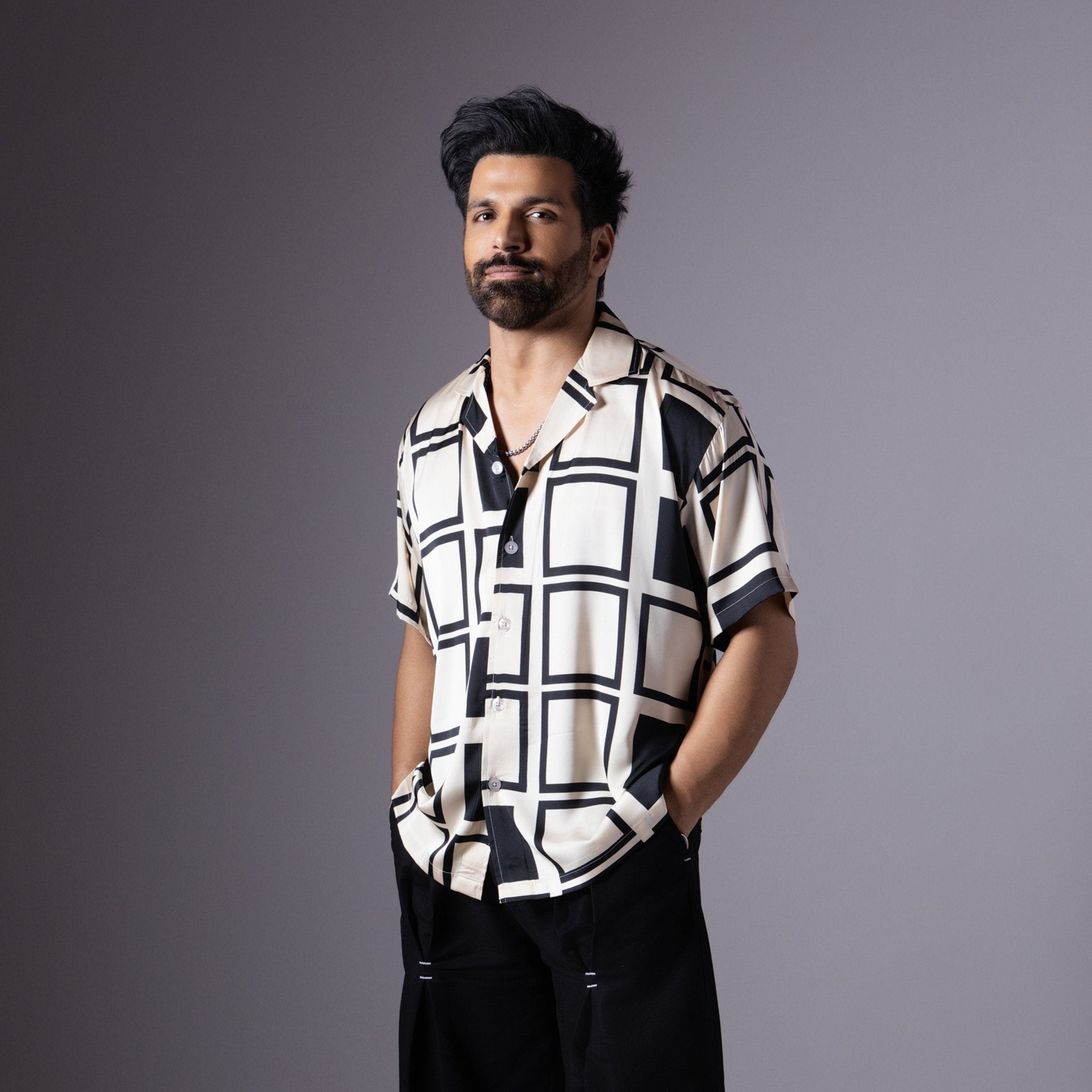 BLACK & CREAM SATIN SHIRT - RDX - Hophead