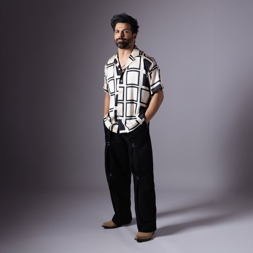 BLACK & CREAM SATIN SHIRT - RDX - Hophead