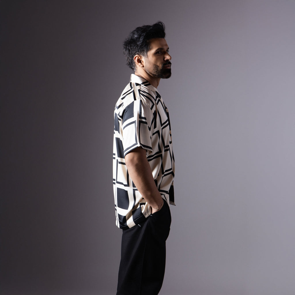 BLACK & CREAM SATIN SHIRT - RDX - Hophead