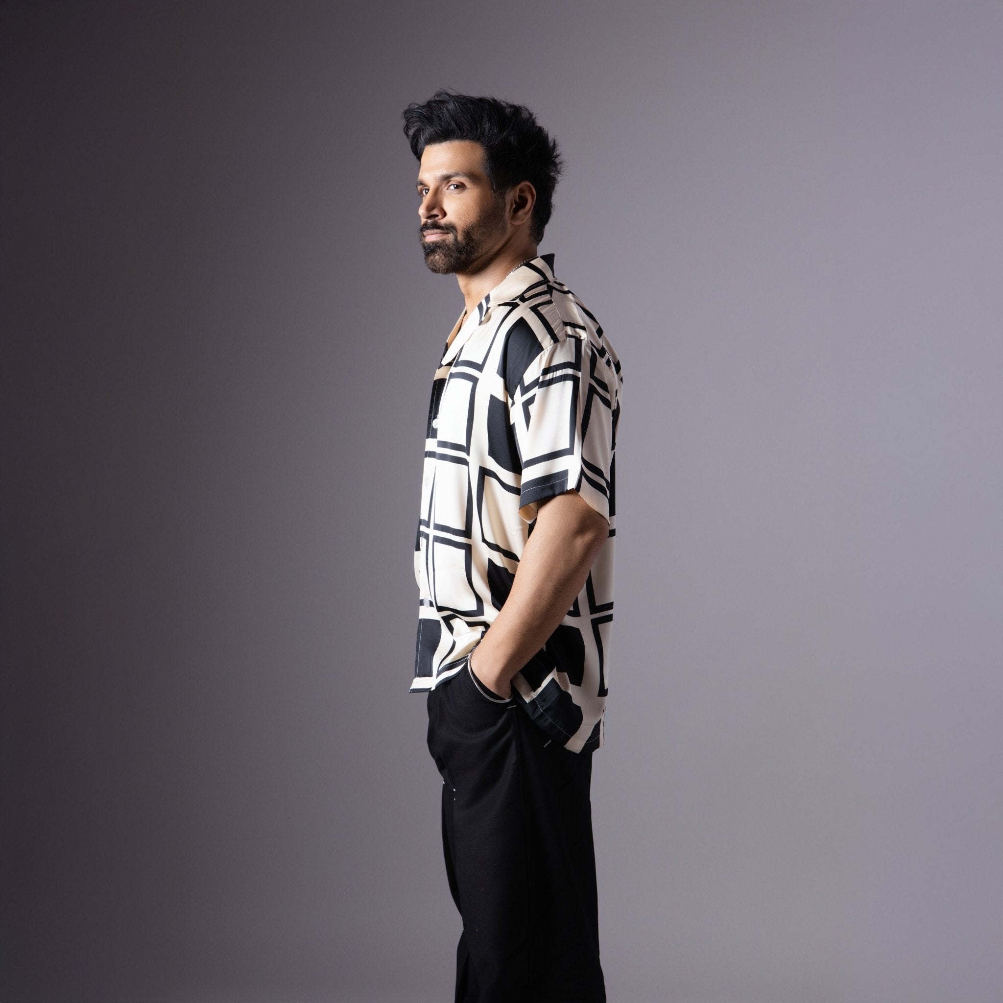 BLACK & CREAM SATIN SHIRT - RDX - Hophead