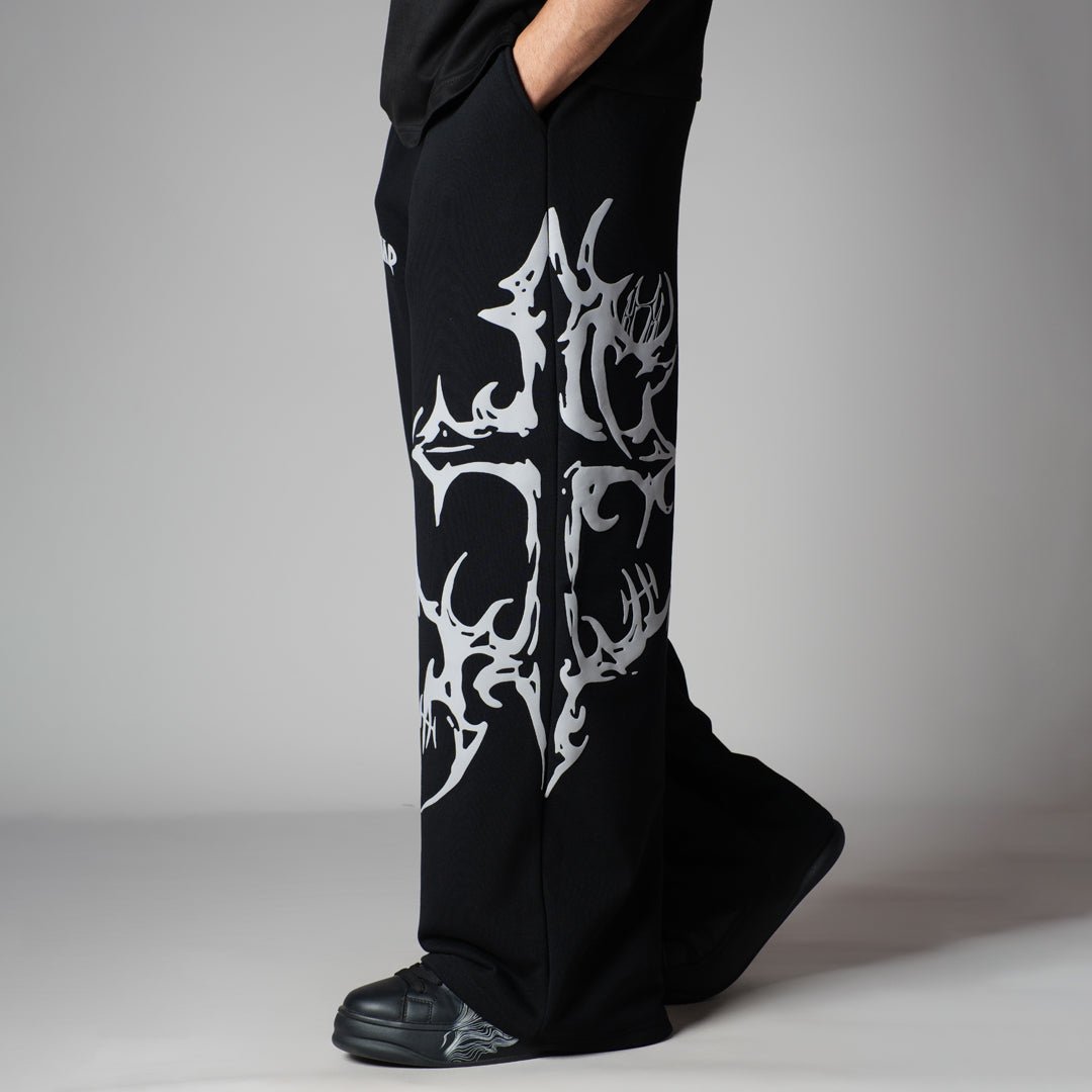 BLACK CROSS PRINTED SWEATPANTS - Hophead