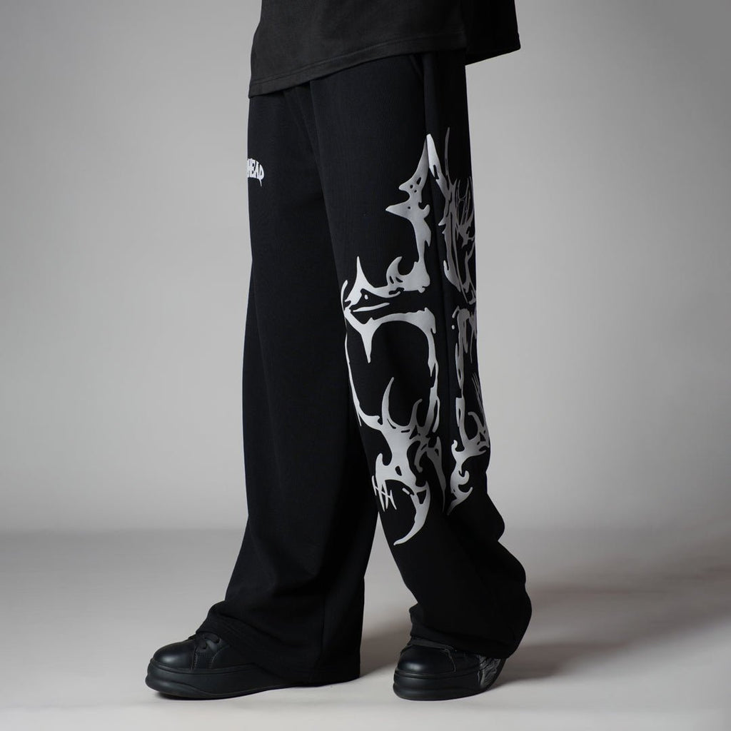 BLACK CROSS PRINTED SWEATPANTS - Hophead