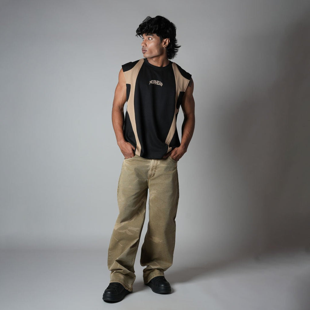 BLACK CUT & SEW SLEEVELESS T - SHIRT - Hophead