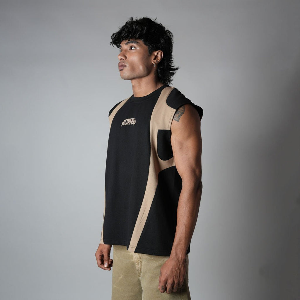 BLACK CUT & SEW SLEEVELESS T - SHIRT - Hophead