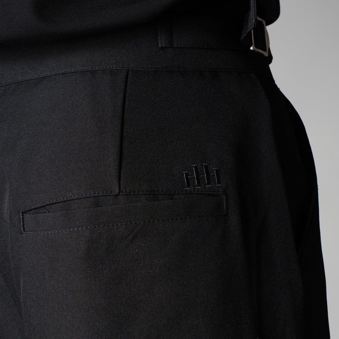 BLACK DOUBLE PLEAT STRAIGHT FIT TROUSER - Hophead