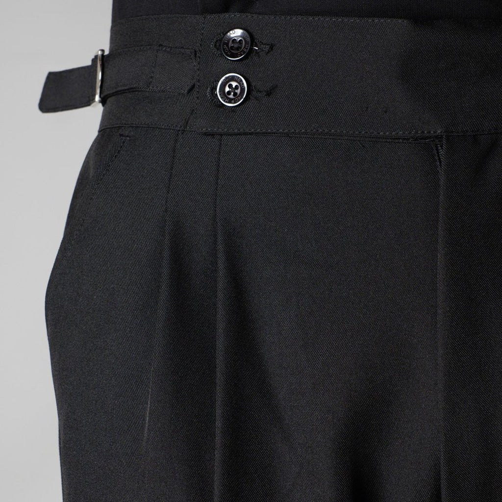 BLACK DOUBLE PLEAT STRAIGHT FIT TROUSER - Hophead