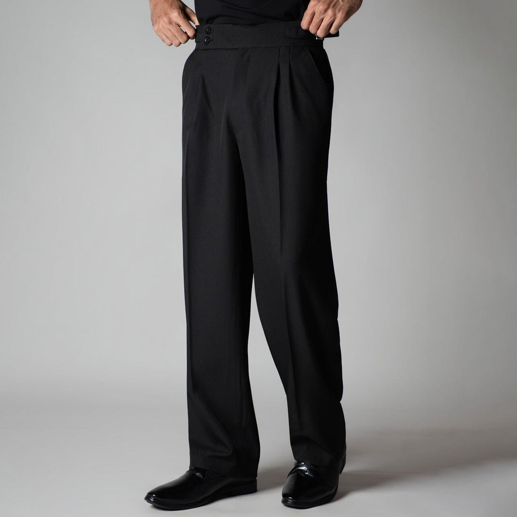 BLACK DOUBLE PLEAT STRAIGHT FIT TROUSER - Hophead