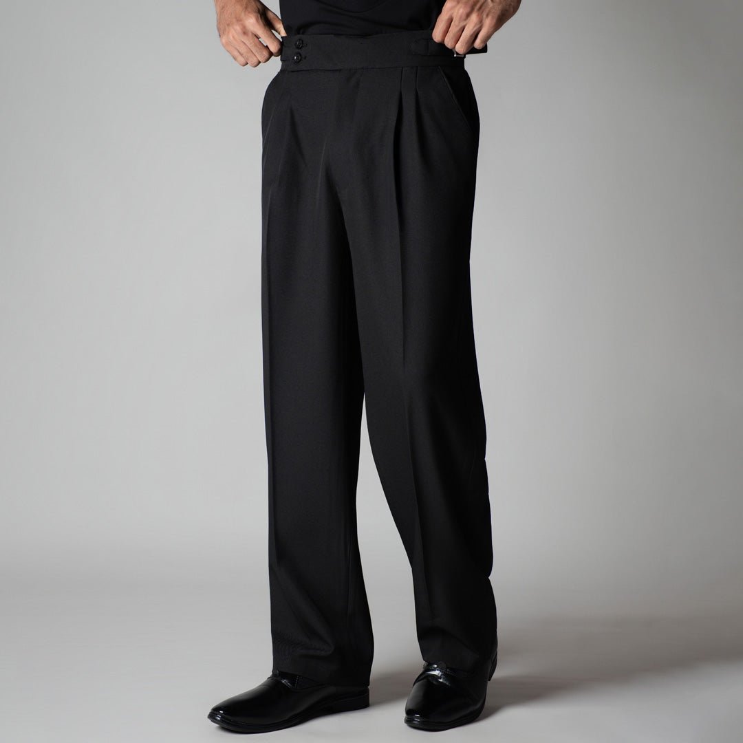 BLACK DOUBLE PLEAT STRAIGHT FIT TROUSER - Hophead