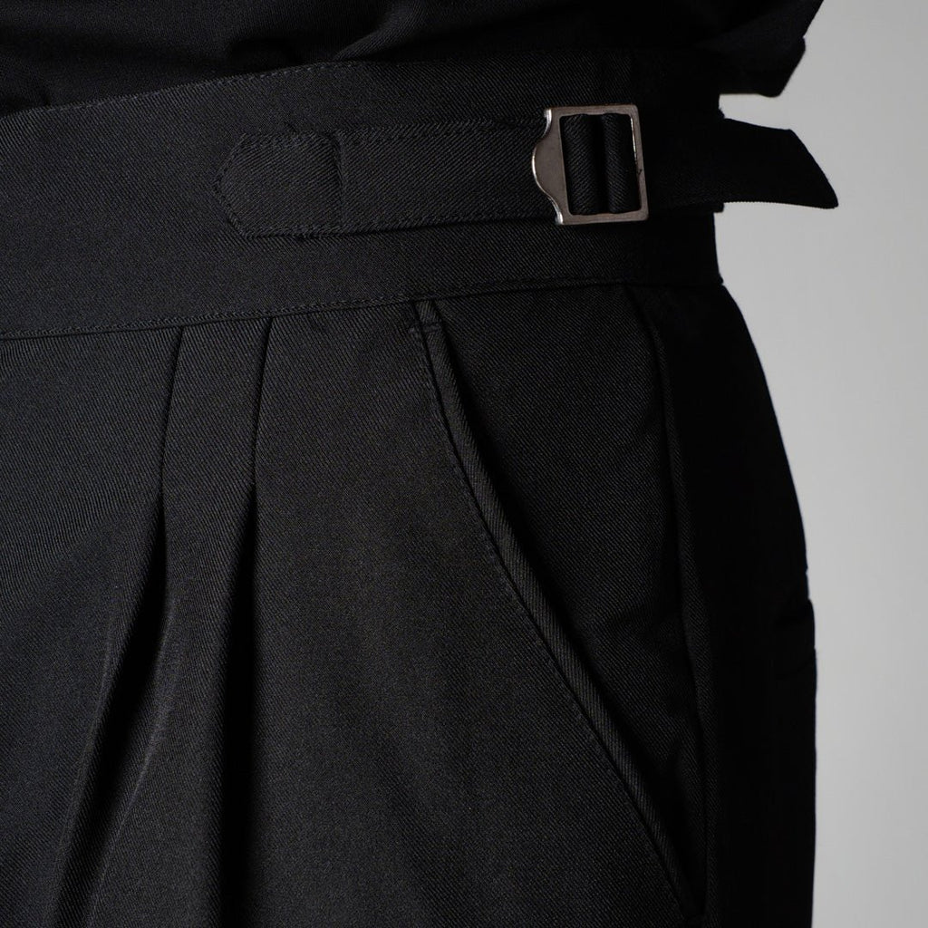 BLACK DOUBLE PLEAT STRAIGHT FIT TROUSER - Hophead