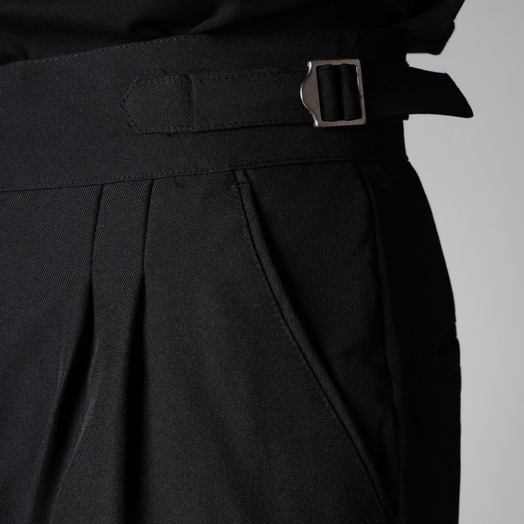 BLACK DOUBLE PLEAT STRAIGHT FIT TROUSER - Hophead