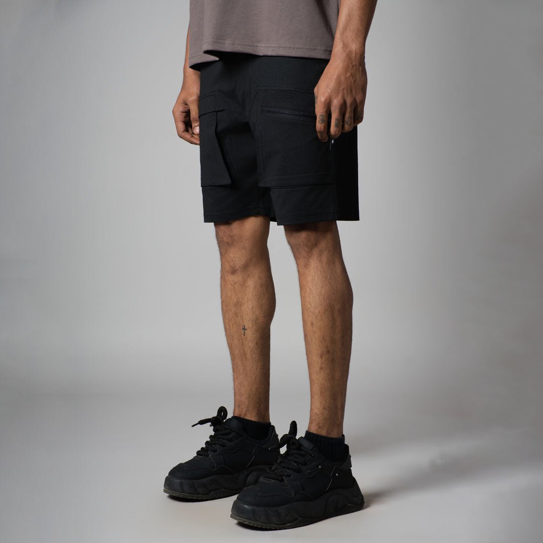 BLACK DOUBLE POCKET SHORTS - Hophead