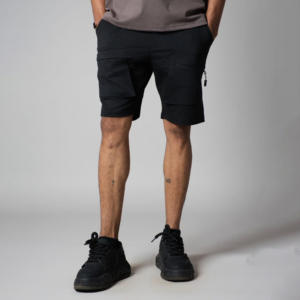 BLACK DOUBLE POCKET SHORTS - Hophead