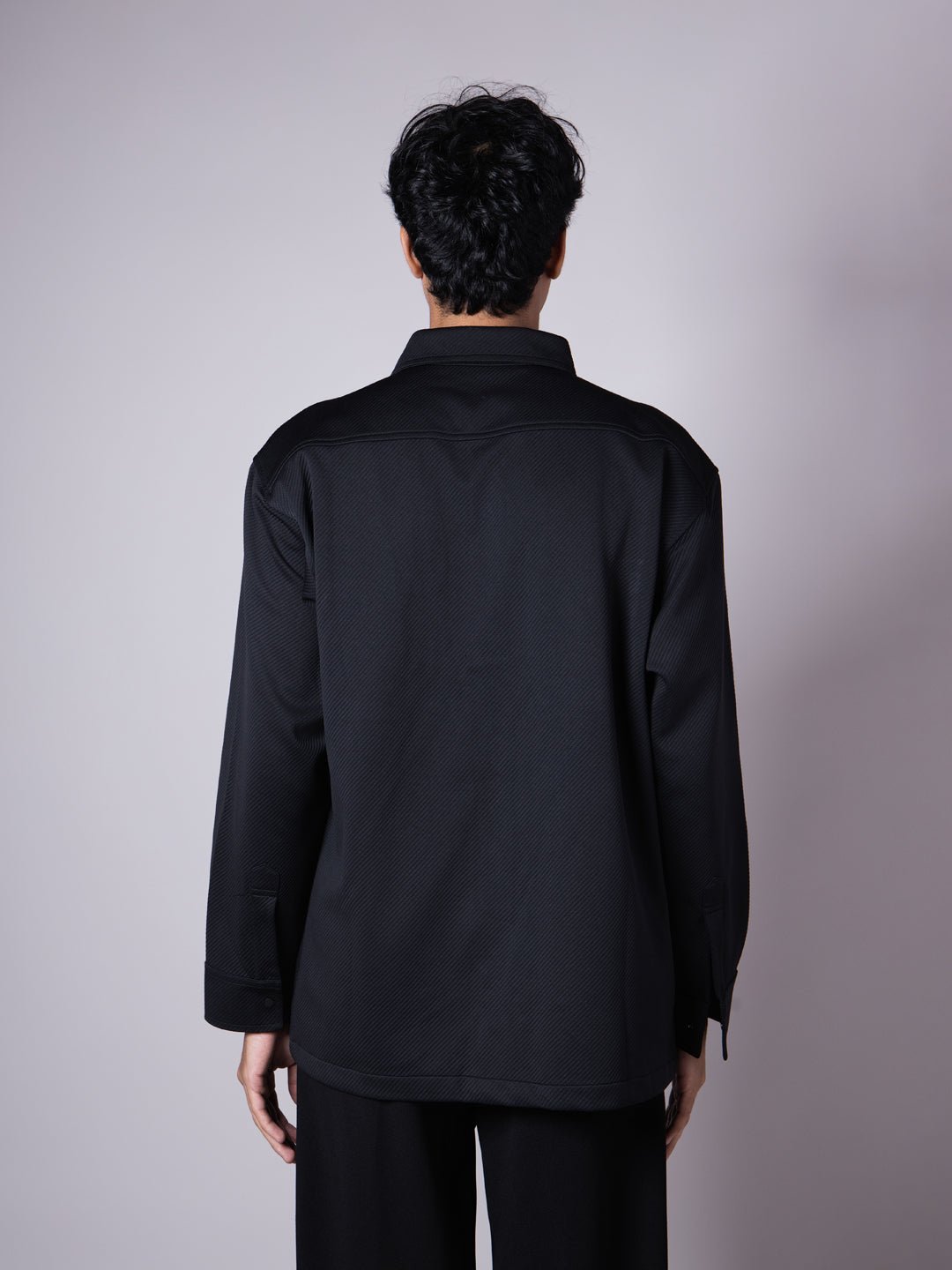 BLACK DOUBLE POCKET TEXTURED SHACKETS - Hophead