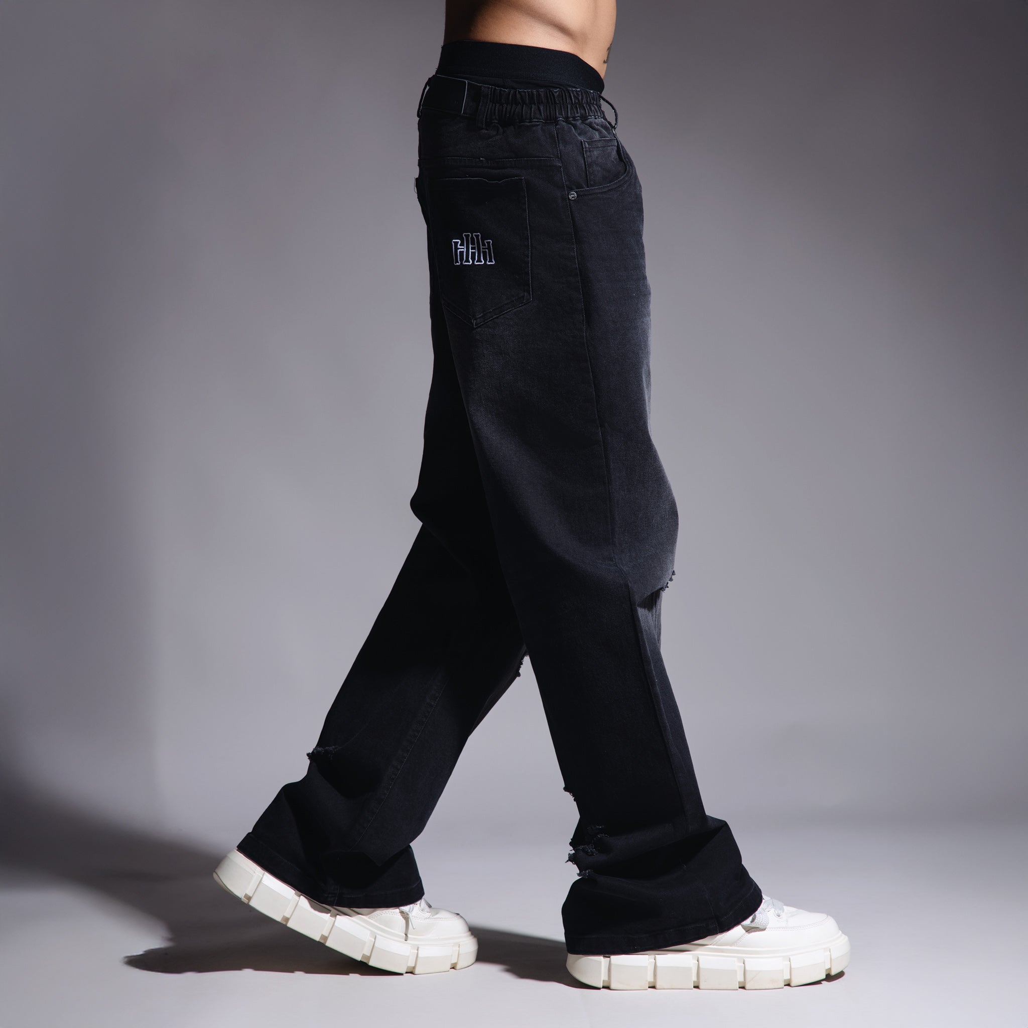 BLACK ECLIPSE RIPPED DENIM - Hophead