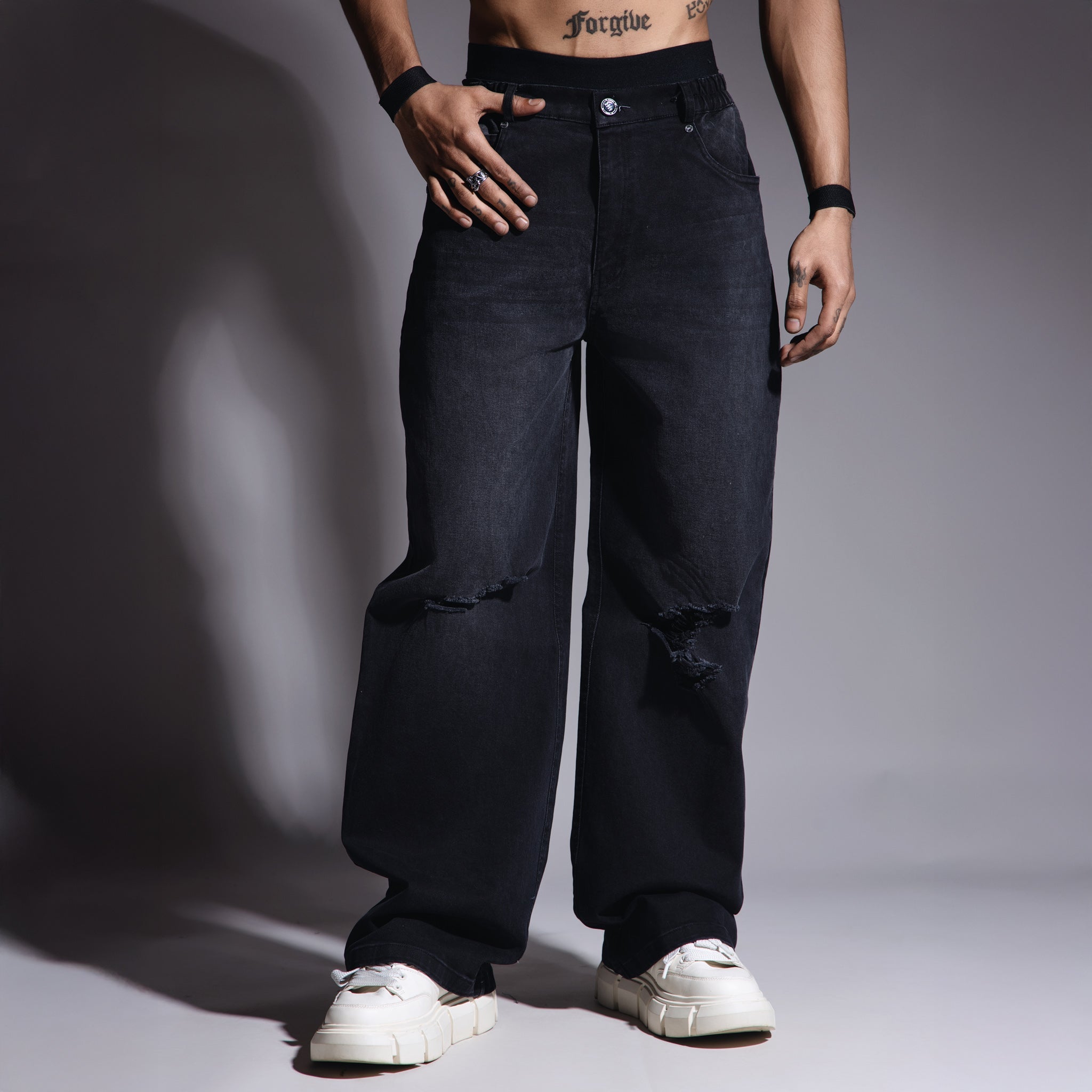 BLACK ECLIPSE RIPPED DENIM - Hophead