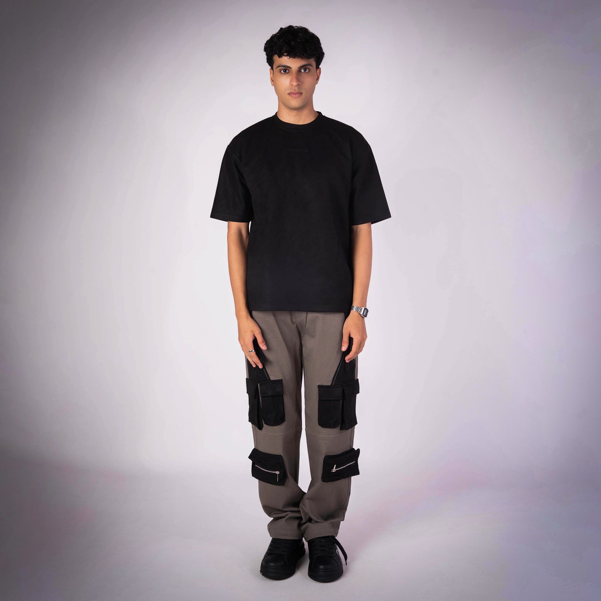 BLACK EMBROIDERED SUEDE T - SHIRT - Hophead