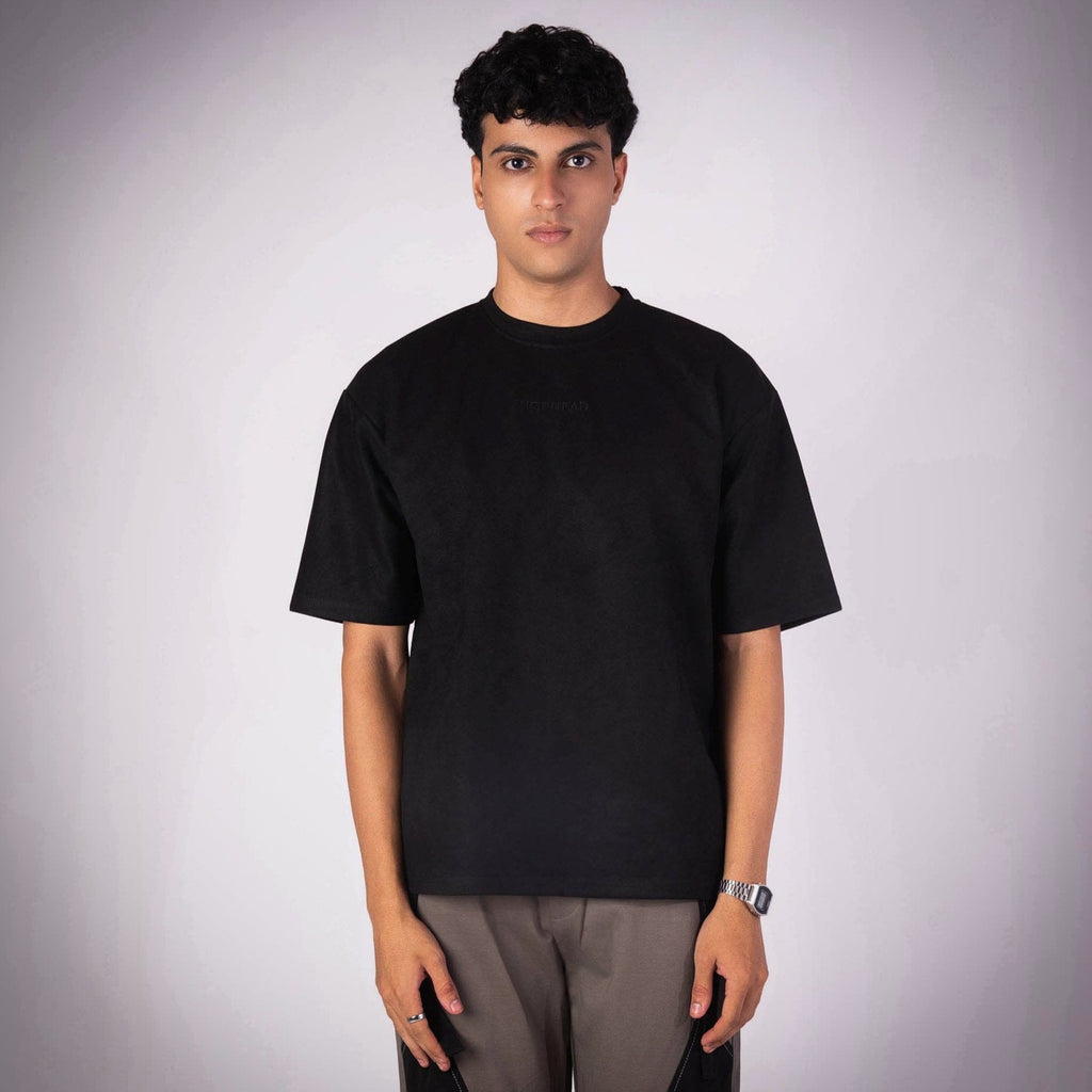 BLACK EMBROIDERED SUEDE T - SHIRT - Hophead