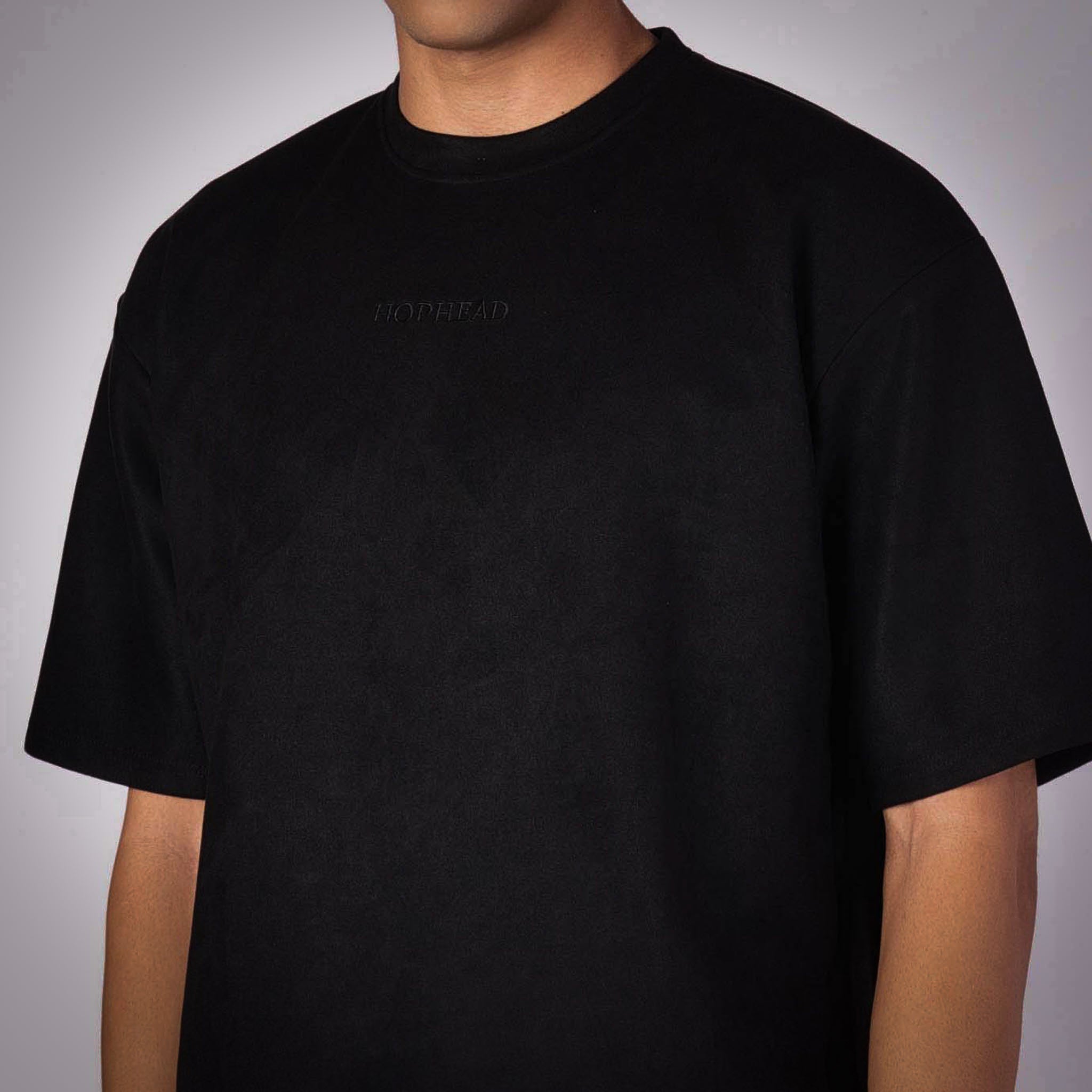 BLACK EMBROIDERED SUEDE T - SHIRT - Hophead