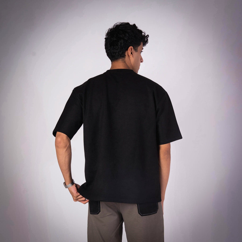 BLACK EMBROIDERED SUEDE T - SHIRT - Hophead