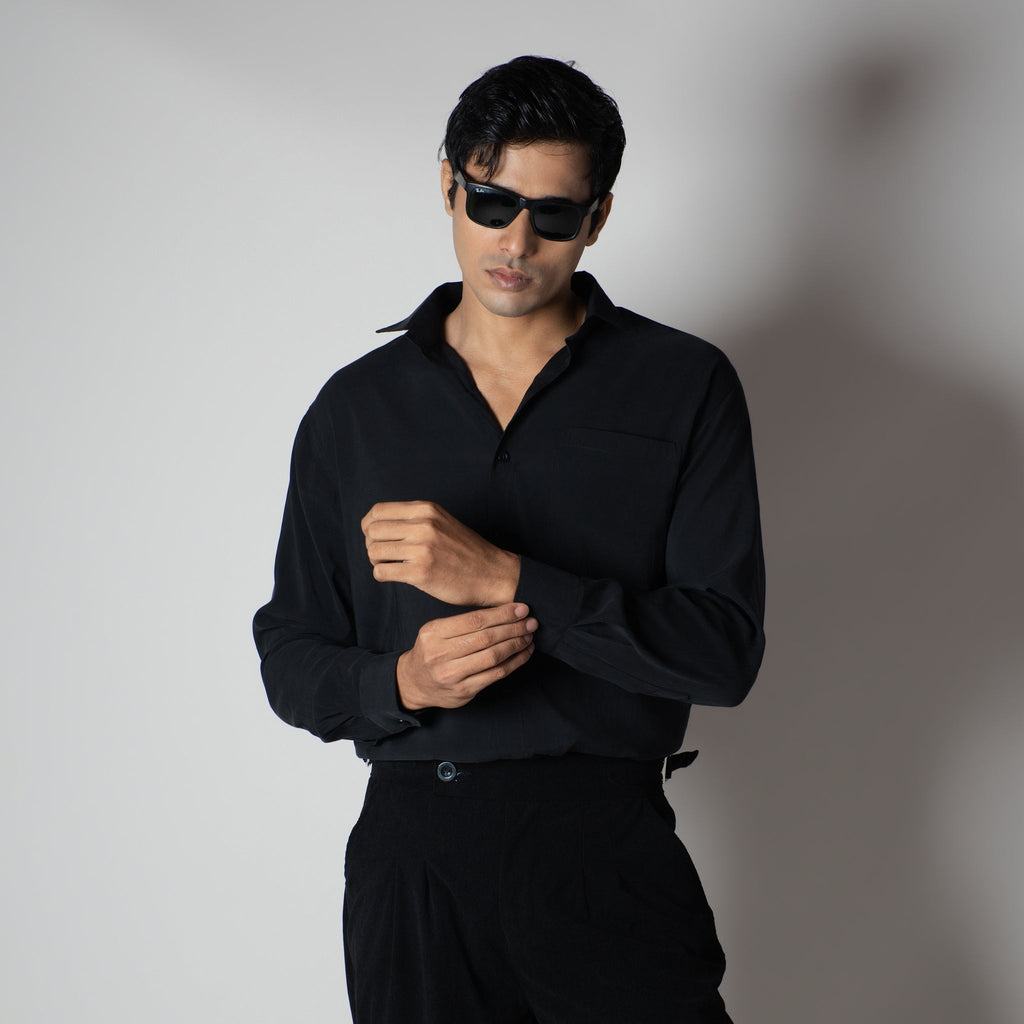 BLACK ESSENTIAL SUEDE LUXE SHIRT - Hophead